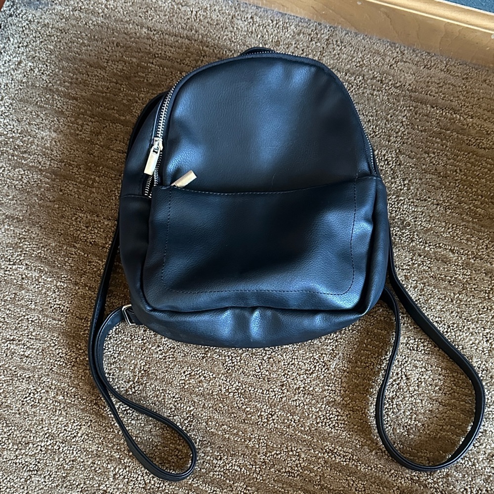 Wild Fable Black Faux Leather Mini Backpack